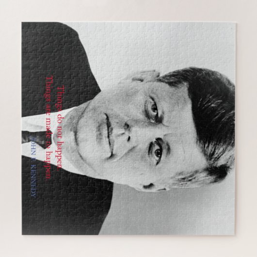JFK John F. Kennedy Zitat Dinge passieren nicht Puzzle (Horizontal)