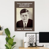 JFK John F. Kennedy Zitat Motivierend Brown Poster (Heimbüro)