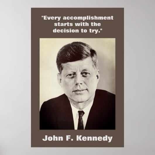 JFK John F. Kennedy Zitat Motivierend Brown Poster (Vorne)