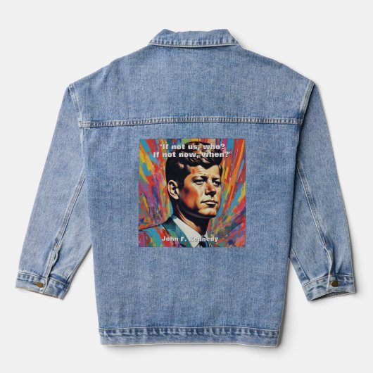 JFK John F. Kennedy Zitat Motivierend Inspiration Jeansjacke (Rückseite)