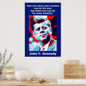 JFK John F. Kennedy Zitat Motivierend Inspiration Poster (Küche)