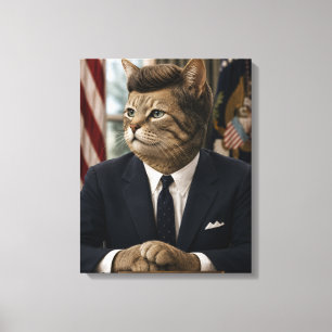 JFK Katzenporträt Lustige präsidentielle Katzenk Leinwanddruck