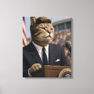 JFK Katzenporträt Lustige präsidentielle Katzenk Leinwanddruck