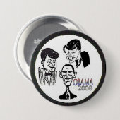JFK/RFK/BHO Karikatur-Knopf Button (Vorne & Hinten)
