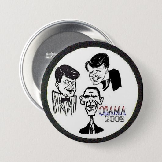 JFK/RFK/BHO Karikatur-Knopf Button (Vorne & Hinten)