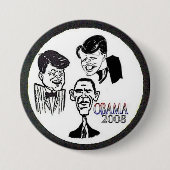JFK/RFK/BHO Karikatur-Knopf Button (Vorderseite)