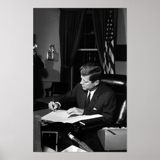 JFK Signierung der kubanischen Quarantäne Poster (Vorne)