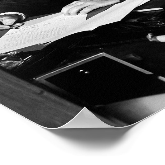 JFK Signierung der kubanischen Quarantäne Poster (Ecke)