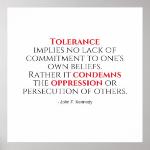 JFK Tolerance Quote Typografie Poster