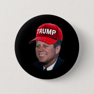 Jfk Wearing Trump Hat Funny John F Kennedy Meme Gr Button