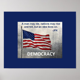 JFK Zitat Demokratie amerikanisches Flaggendesign Poster