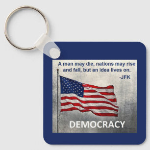 JFK Zitat Demokratie amerikanisches Flaggendesign Schlüsselanhänger