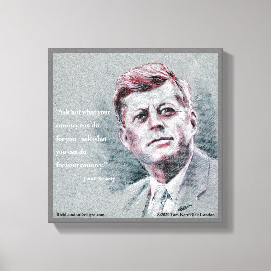 JFK & Zitat Leinwanddruck (Vorderseite)