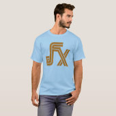 JFX blauer T - Shirt (orange Logo) (Vorne ganz)
