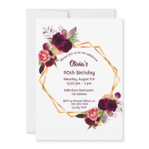 Jh. bordeauxrot florals goldenes geometrisches