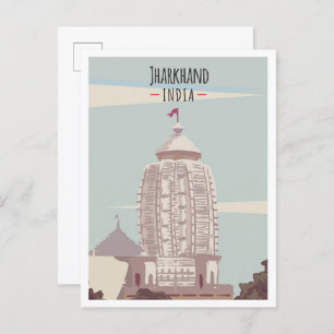 Jharkhand India Art Vintage Travel Illustration Postkarte