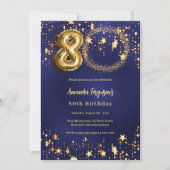 Jhd. Marinebar blauen Goldsterne Foto Luxus Einladung (Vorderseite)