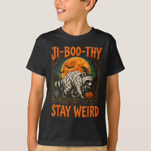 Ji-Boo-Thy Lustiger Jimothy-Waschbär-Hexe Hallowee T-Shirt