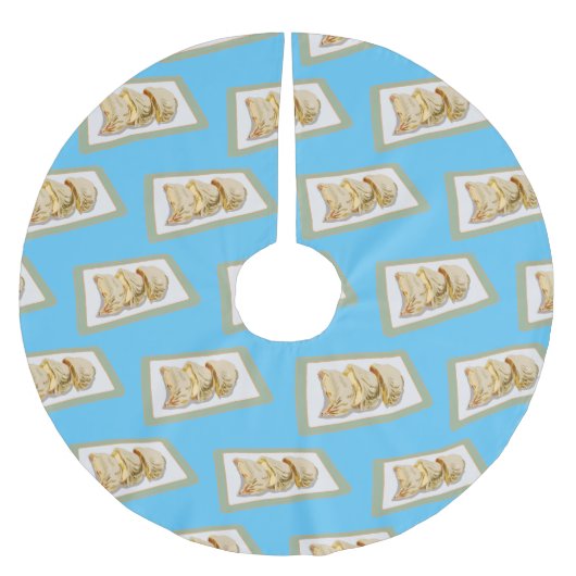 Jiaozi/Chinesische Knödel Cartoon Illustration Polyester Weihnachtsbaumdecke (Vorderseite)