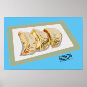 Jiaozi/Chinesische Knödel Cartoon Illustration Poster