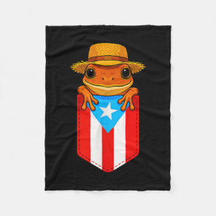 Jibaro Coqui Frog Puerto Rico Flag Boricua Pocket Fleecedecke