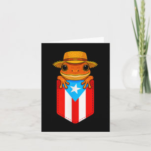Jibaro Coqui Frog Puerto Rico Flag Boricua Pocket Karte