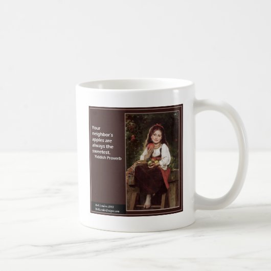 Jiddischer Spruch über Äpfel & Grafik Kaffeetasse (Rechts)