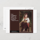 Jiddisches Sprichwort für Äpfel und Grafische Postkarte (Vorne/Hinten)