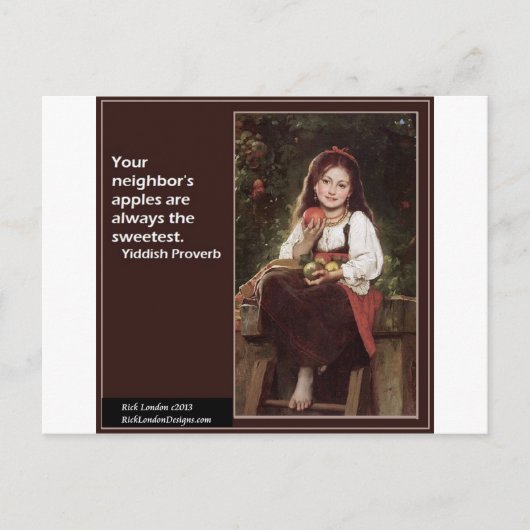 Jiddisches Sprichwort für Äpfel und Grafische Postkarte (Vorderseite)