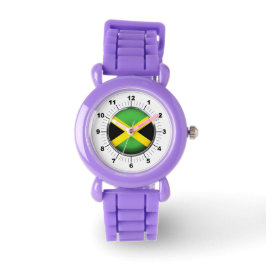 Jid's Jamaica Flag Red Glitzer Strap Watch Armbanduhr