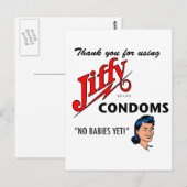 Jiffy Brand Condom Gear! Postkarte (Vorne/Hinten)