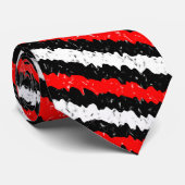 Jiggly Speckled Red Black & White Diagonal Muster Krawatte (Gerollt)