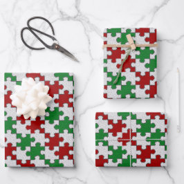 Jigsaw Holiday Wrapping Paper Sheets Geschenkpapier Set