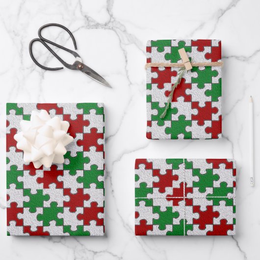 Jigsaw Holiday Wrapping Paper Sheets Geschenkpapier Set (Vorderseite)