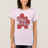 Jigsaw Junkie Funny Puzzle Hobby Logo T-Shirt (Vorderseite)