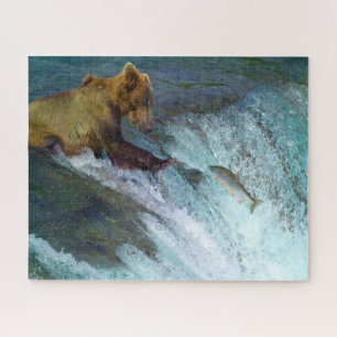 Jigsaw Kodiak-Braunbären beim Fischen. Puzzle