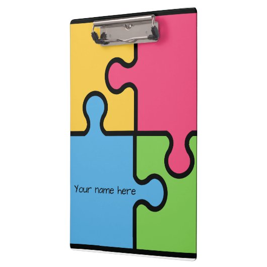 Jigsaw-Muster mit bearbeitbarem Namen Klemmbrett (Links)