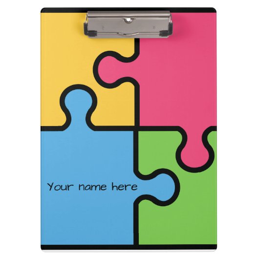 Jigsaw-Muster mit bearbeitbarem Namen Klemmbrett (Vorderseite)