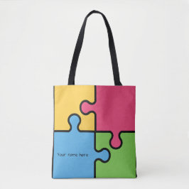 Jigsaw-Muster mit bearbeitbarem Namen Tasche