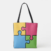 Jigsaw-Muster mit bearbeitbarem Namen Tasche (Rückseite)