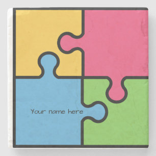 Jigsaw-Muster mit editierbarem Namen Steinuntersetzer