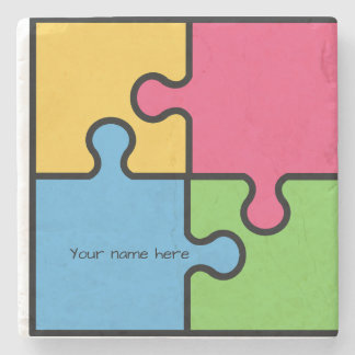 Jigsaw-Muster mit editierbarem Namen Steinuntersetzer