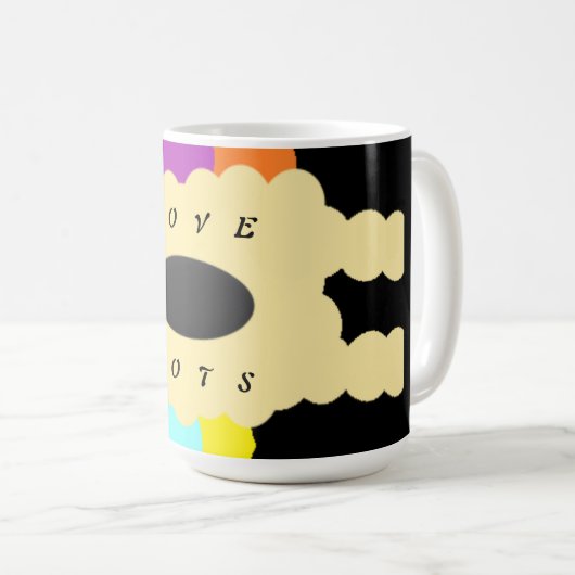 Jigsaw Musterkunst gemischte Farben in schwarz Kaffeetasse (VorderseiteRechts)