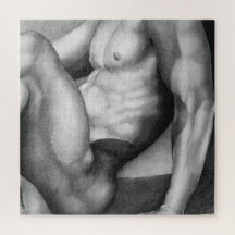 Jigsaw Puzzle 20x20 Art Male Bodybuilder Zeichnend