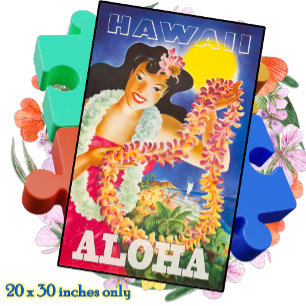 JIGSAW-PUZZLE 20x30 - Vintage Hawaii-Reiseplakat Puzzle