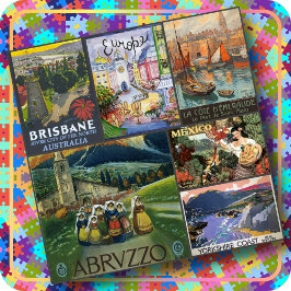 JIGSAW PUZZLE - 6 Vintage World Travel Posters