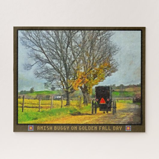 Jigsaw Puzzle Amish Buggy On Golden Fall Day (Horizontal)