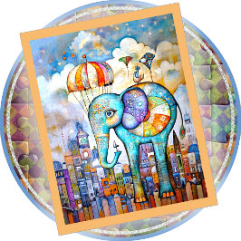 JIGSAW PUZZLE - Blauer Elefant fällt in die Stadt