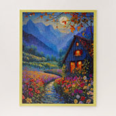 JIGSAW PUZZLE - Cabin in the Country with Flowers (Vertikal)