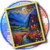 JIGSAW PUZZLE - Cabin in the Country with Flowers